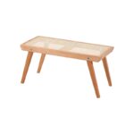 نیمکت چوبی با بافت حصیری