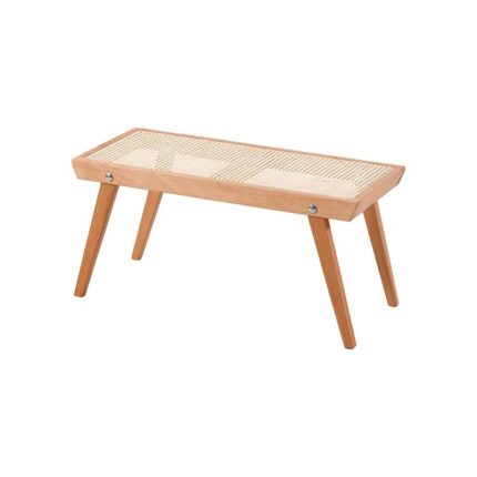 نیمکت چوبی با بافت حصیری